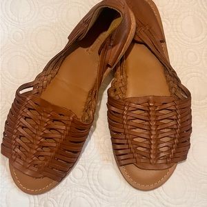 ASOS DESIGN Wide Fit Florentine woven leather sandal in tan
